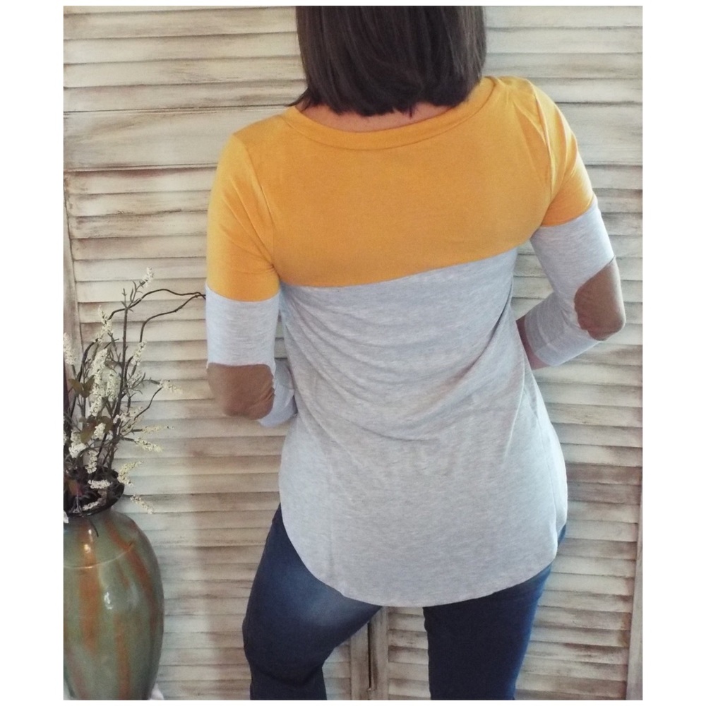 Color Block Suede Pocket & Elbow Yellow 2519 - Picture 6 of 6